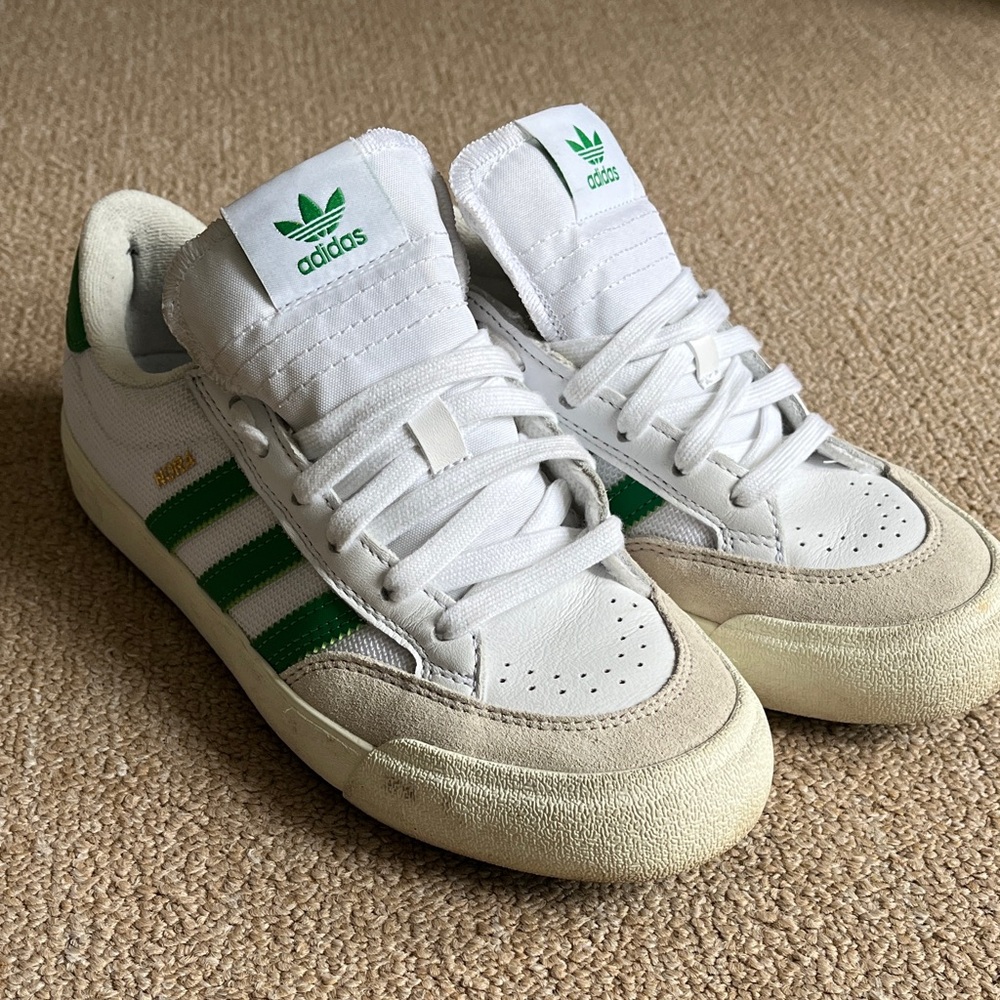 Adidas White and Green Classic Sneakers